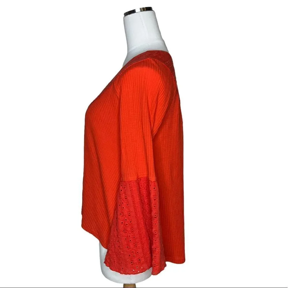 Free People Women’s Parisian Nights Bell Sleeve Blouse Top Size XS